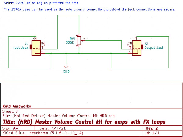 (Hot Rod Deluxe) Master Volume Control schematic